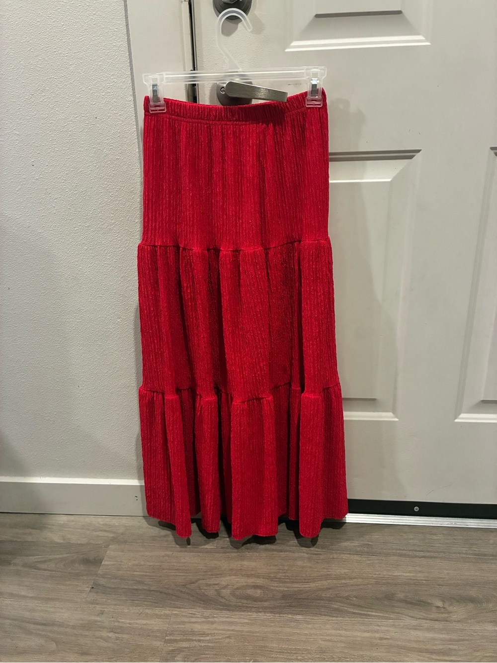 SHEIN Red Tiered Maxi Skirt